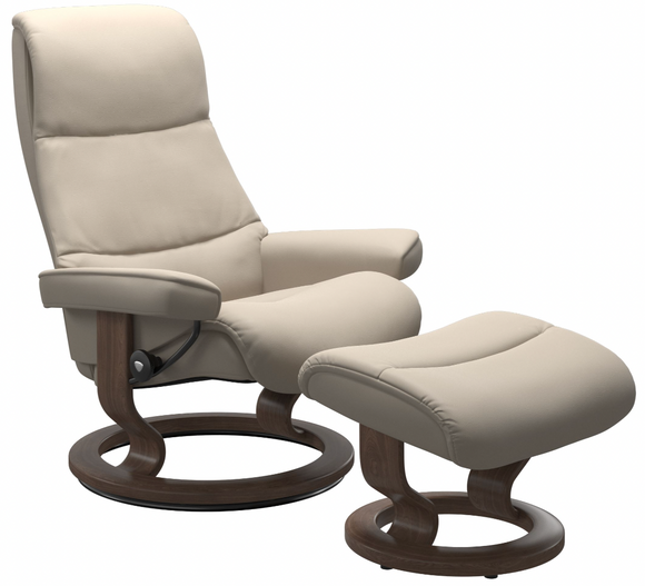 Ekornes Stressless View Small Classic Recliner With Ottoman