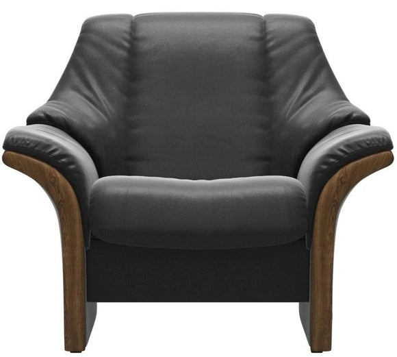 Ekornes Stressless Eldorado Occasional Chair in Black Cori Leather and Teak Wood