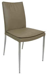 Ital Studio Max Soft Dining Chair with a Light Grey Leather Textile Seat and Grey Powder Coat Legs
