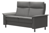 Ekornes Stressless Aurora Loveseat with a High Back in Silver Grey Paloma Leather and Steel Legs