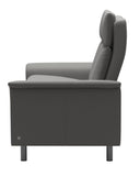 Ekornes Stressless Aurora Loveseat with a High Back in Silver Grey Paloma Leather and Steel Legs