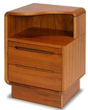 Sun Cabinet's Nightstand For Left Side With Graceful Curved Top & Drawers in Teak