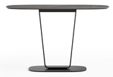 The lofty Cloud 9 modern console table is at home in an entryway, but its slim profile also fits neatly in a hallway or behind a sofa. It boasts a beautiful, durable, and scratch-resistant Italian porcelain surface that is luxurious to touch and sits atop solid steel supports and a weighted base. 