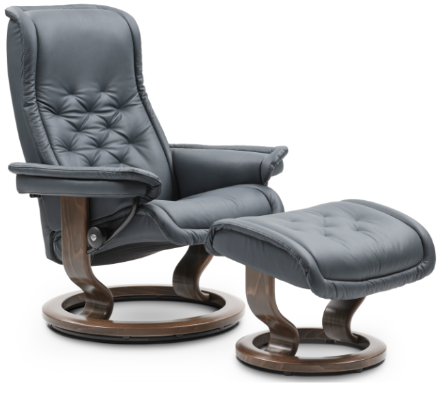 Stressless Royal Leather Recliner Chair and Ottoman by Ekornes