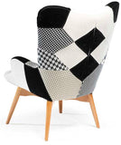 Danform Patch Occasional Chair with Ash Legs and Multi Color Fabric Grey/Black/White