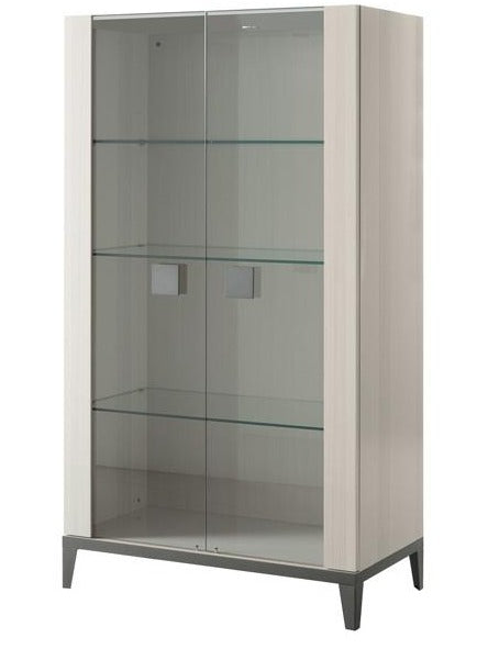 ALF Italia Mont Blanc Curio Display Cabinet Light Grey High Gloss Glass