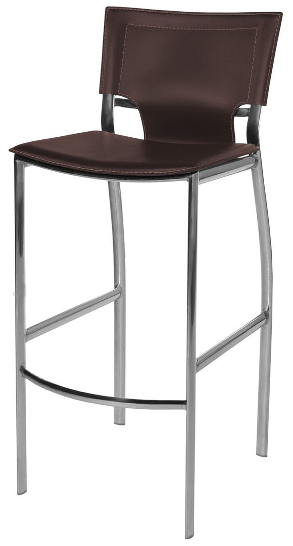 Ital Studio Vera Barstool with a Wenge Leather Seat and Chrome Legs