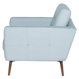 Scandinavian Design Ingrid Occasional Chair with a Caribbean Blue Fabric Seat and Walnut Stained Ash Legs