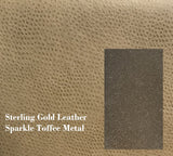 Sterling Gold Leather and Sparkle Toffee Metal Samples