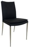 Ital Studio Max Soft Dining Chair with a Black Leather Textile Seat and Satin Nickel Legs