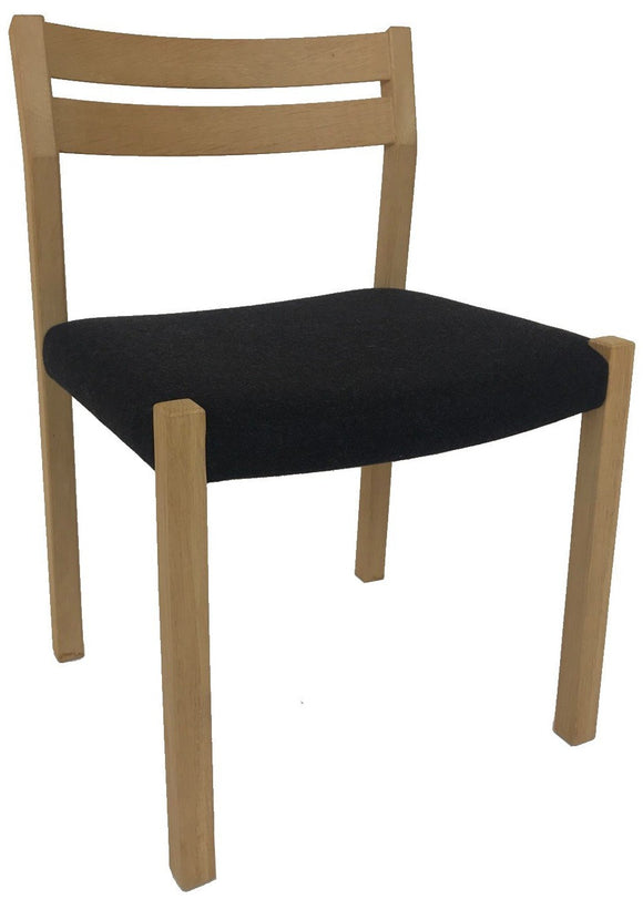 J.L. Moller 401 Dining Chair with a Charcoal Flannel Seat and a Soap Oak Frame