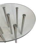 GFI Pins End Table with a Glass Top and Chrome Legs