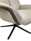 IMG Space 5400 Recliner with Ottoman in Cinder Grey Trend Leather, Walnut Wood and a Black Aluminum Star Base