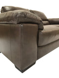 Natuzzi B949 Loveseat in Brown Leather and Brown Wood Legs