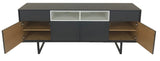 Mobel Team 743 Sideboard with a Slate Finish, White Interior and Metal Legs