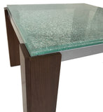Star Veronica 592 End Table with Crackled Glass, Silver Metal and Walnut Wood