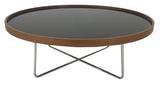 Kuka A226E Coffee Table in Walnut Wood, Black Glass, and Metal Legs