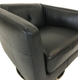 Natuzzi B617-066 Occasional Chair in Black Leather and a Metal Base