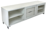 Scanbirk 74122 Las Vegas TV Stand in White, Glass, and Metal