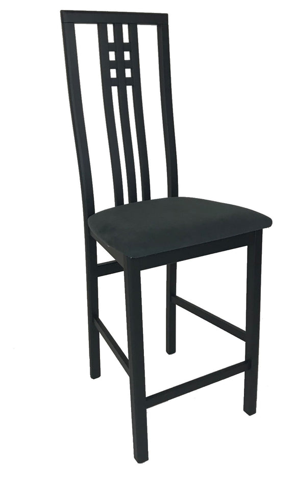IMS Scala Counter Stool with a Black Fabric Seat and Black Wood Base