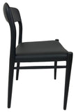 J.L. Moller 75 Dining Chair in Black Wood with a Black Vinyl Seat