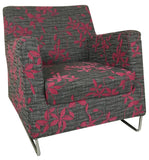 Boliya B09/1 Easy Chair with Black & White w/ Pink Fabric and Chrome Legs