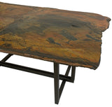 Slate Vision Marico Dining Table with a Black Metal Base and Stone Tile Top