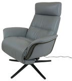 Img Space 5100 Recliner in Grey Leather, Grey Ash Wood, and a Black Aluminum Star Base