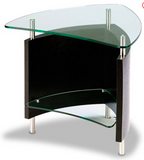 BDI Furniture Fin End Table Espresso Glass
