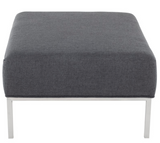 Nuevo Bryce HGSC370 Ottoman with a Storm Grey Fabric Seat and Metal Legs