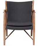 Nuevo Chase HGEM664 Occasional Chair with a Dark Grey Fabric Seat and Ash Stained Walnut Legs