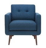 Nuevo Ingrid HGSC125 Occasional Chair with a Blue Lagoon Fabric Seat and Walnut Stained Ash Legs