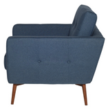 Nuevo Ingrid HGSC125 Occasional Chair with a Blue Lagoon Fabric Seat and Walnut Stained Ash Legs