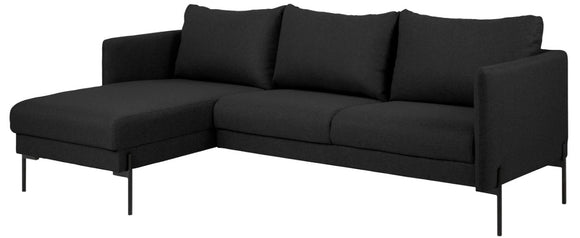 Actona Kingsley Sectional in Anthracite Fabric and Black Legs
