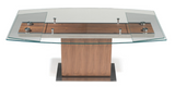 Ital Studio Mercurio T297 Dining Table with a Walnut Wood Base; Glass Top; Chrome Accents