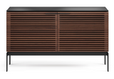 The 7128's slim design makes it an elegant choice for storage or as an entertainment center for a small home theater system. Louvered doors conceal the cabinet's contents while still allowing remote control access. Storage compartments provide ample space, including a perfectly positioned soundbar shelf to enhance your media center's audio performance, and includes an unbelievably soft and durable satin-etched glass top.
