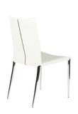 Ital Studio Max II Dining Chair in a White Leather Seat and Satin Nickel Legs