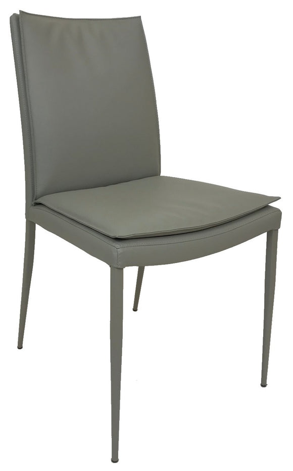 Ital Studio Max Soft Dining Chair with a Light Grey Leather Textile Seat and Grey Powder Coat Legs