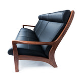 Sun Cabinet JM401 Sofa in Walnut with Black Leather Seat