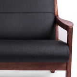 Sun Cabinet JM401 Loveseat in Walnut with Black Leather Seat