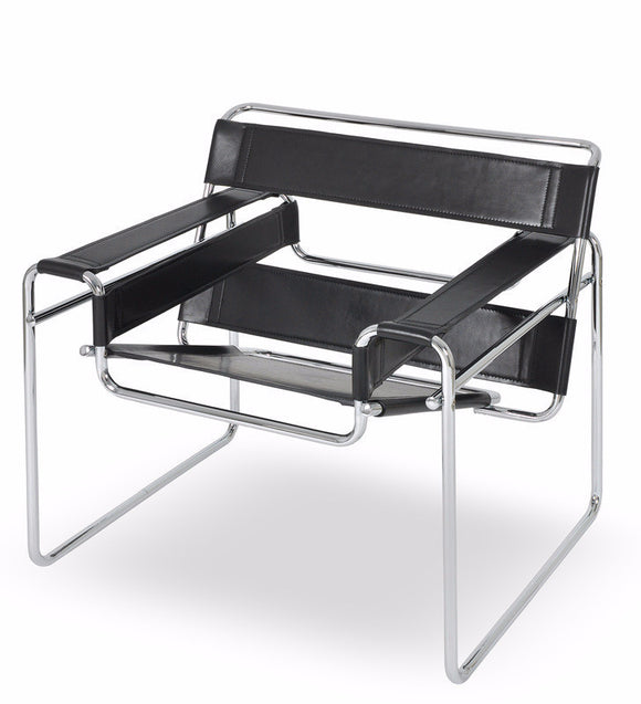 Ital Studio Wally Occasional Chair with a Black Leather Seat and Metal Base