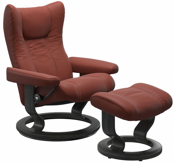 Ekornes Stressless Wing Large Classic Recliner with Ottoman