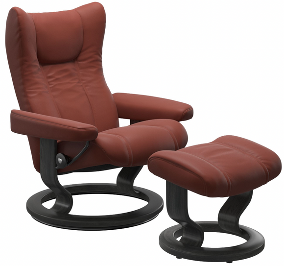 Ekornes Stressless Wing Medium Classic Recliner with Ottoman