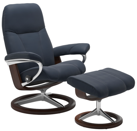 Ekornes Stressless Consul Small Signature Recliner with Ottoman