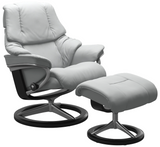Ekornes Stressless Reno Small Signature New Sit Recliner with Ottoman