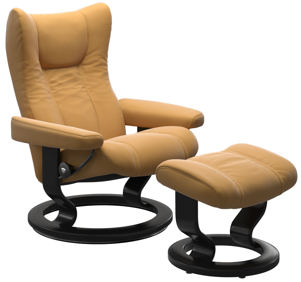 Ekornes Stressless Wing Medium Classic Recliner with Ottoman International Design Center