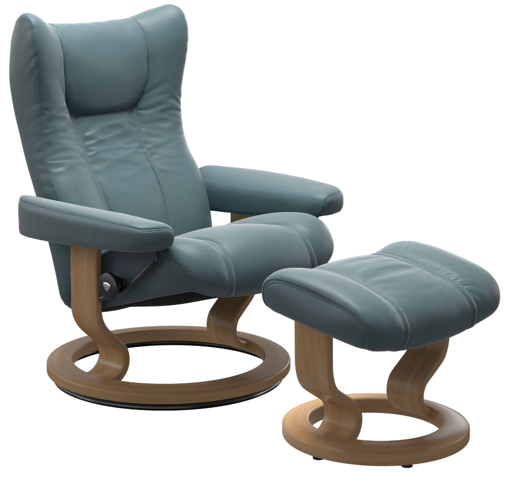 EKORNES ベージュ レザー スツール Ekornes Stressless Wing Medium Classic *Quick Ship*