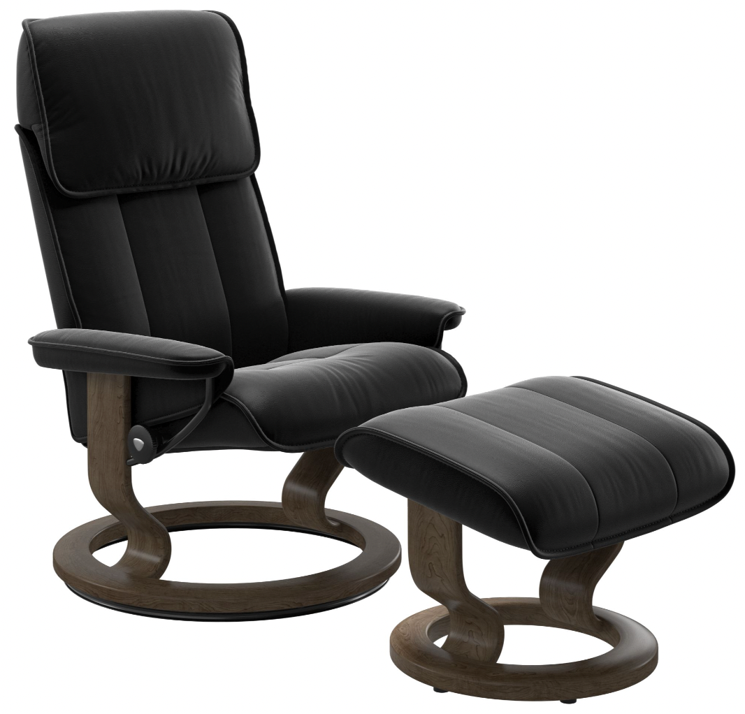 Ekornes Stressless Admiral Large Classic Recliner with Ottoman