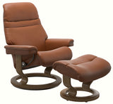 Ekornes Stressless Sunrise Medium Classic New Sit Recliner with Ottoman