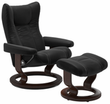 Ekornes Stressless Wing Large Classic Recliner with Ottoman